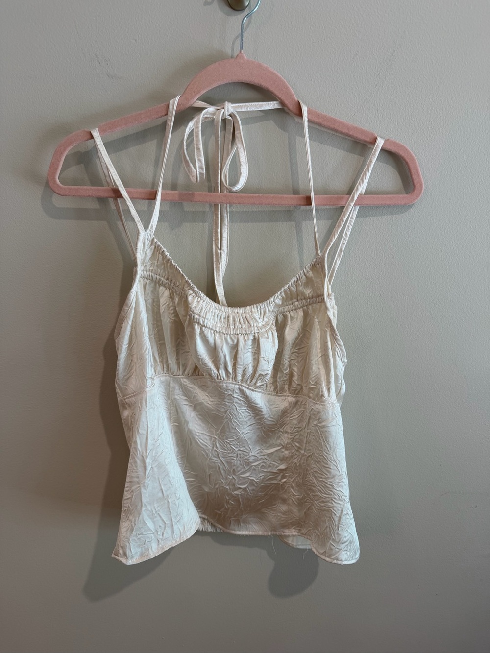 Free People Light Cream Strappy Satin Cami Top